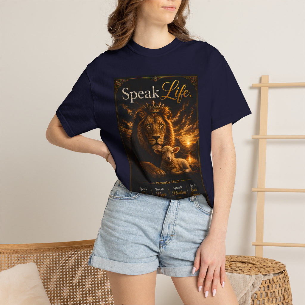 Kingdom Living Lion T-Shirt — "Speak Life" Christian Faith Graphic Tee