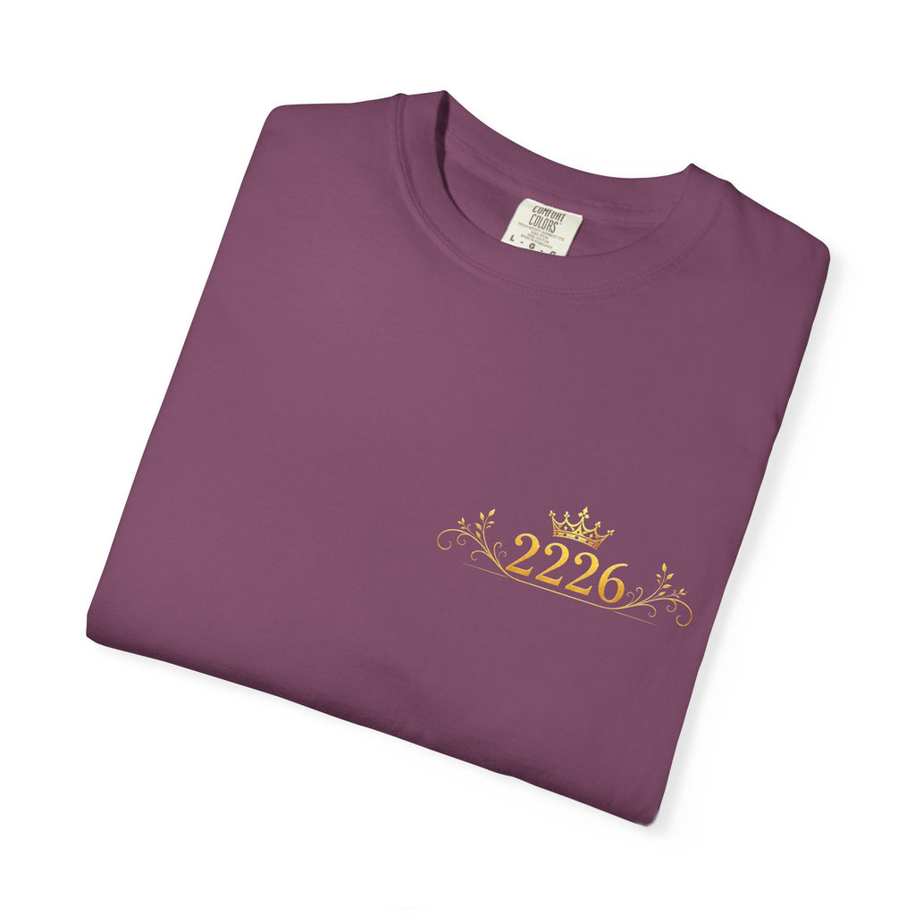 2226 Minimalist Chest Logo Tee — Subtle Gold Graphic T-Shirt