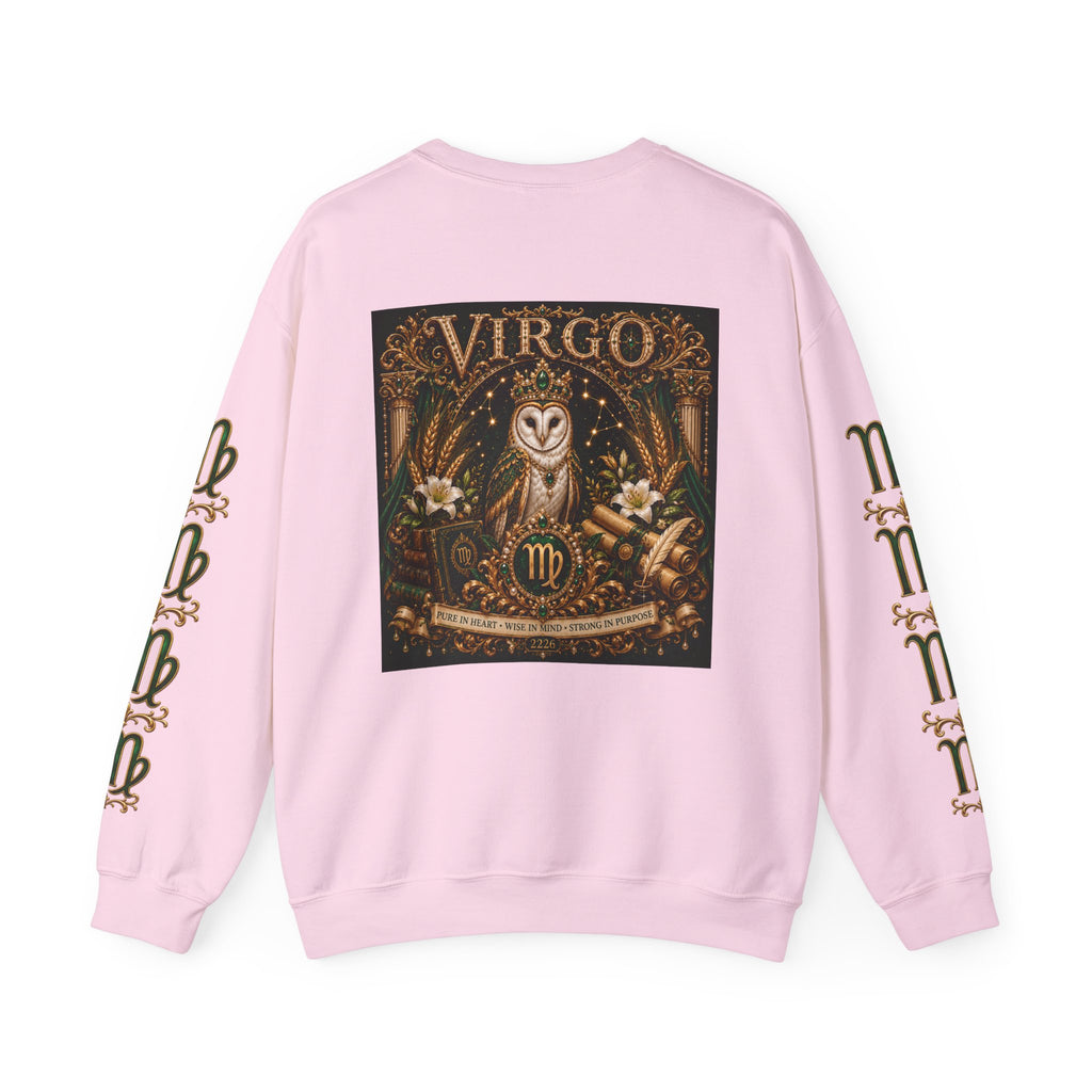 Virgo Zodiac Crewneck Sweatshirt — Owl Virgo Astrology Pullover