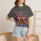 Gemini Zodiac T-Shirt — Bold Blue & Gold Twin Portrait Tee