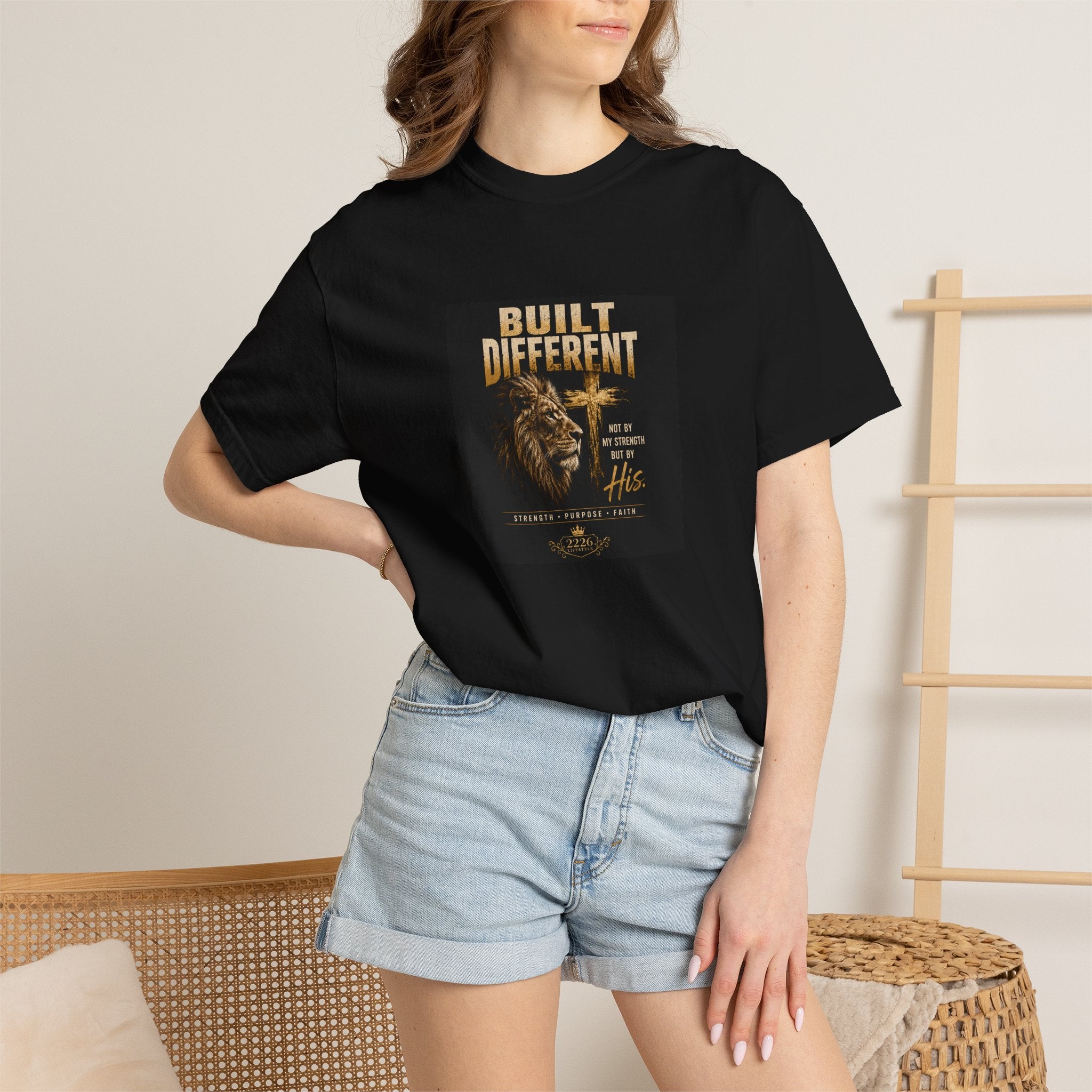 Built Different Lion Graphic T-Shirt — Motivational Vintage Crew Tee