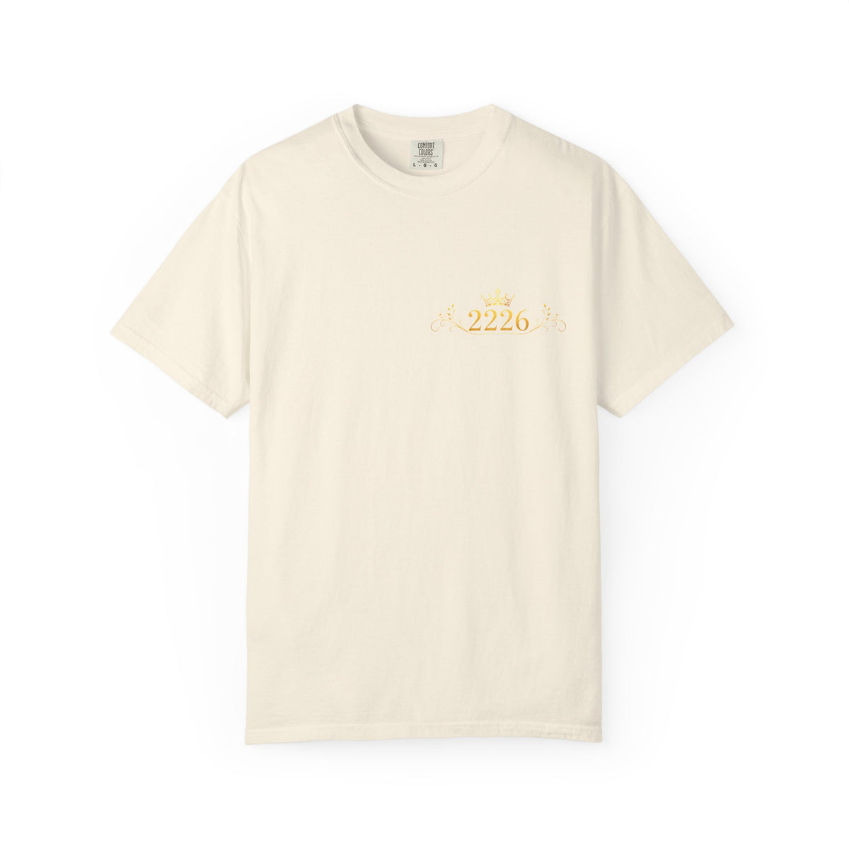 2226 Minimalist Chest Logo Tee — Subtle Gold Graphic T-Shirt