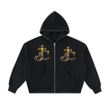 Fleeced Full-Zip Boxy Hoodie