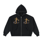 Fleeced Full-Zip Boxy Hoodie