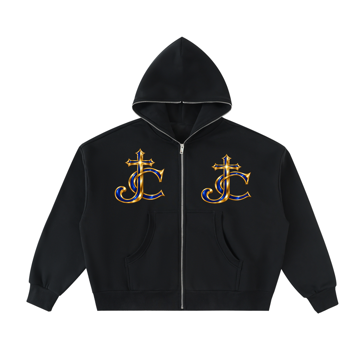 Fleeced Full-Zip Boxy Hoodie
