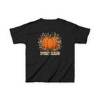 Kids Halloween Tee — Cute Ghost Holding Pumpkin "Spooky Season"