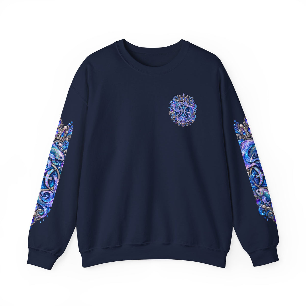 Pisces Shark Zodiac Crewneck Sweatshirt — Mystical Ocean Astrology Pullover
