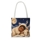 Sleeping Baby Lamb Tote Bag – Cute Nursery Moonlit Design