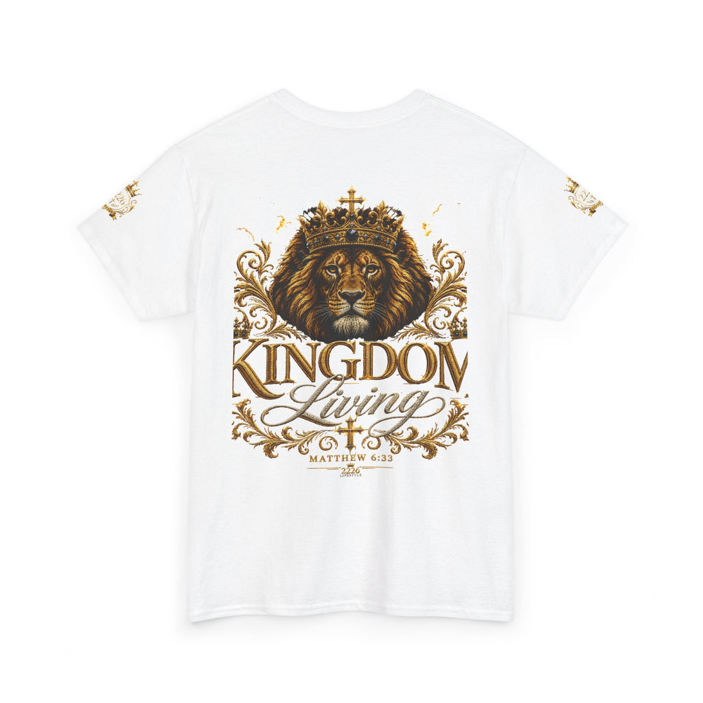 Kingdom Living Lion Tee — Regal Crowned Lion Graphic T-Shirt (Matthew 6:33)
