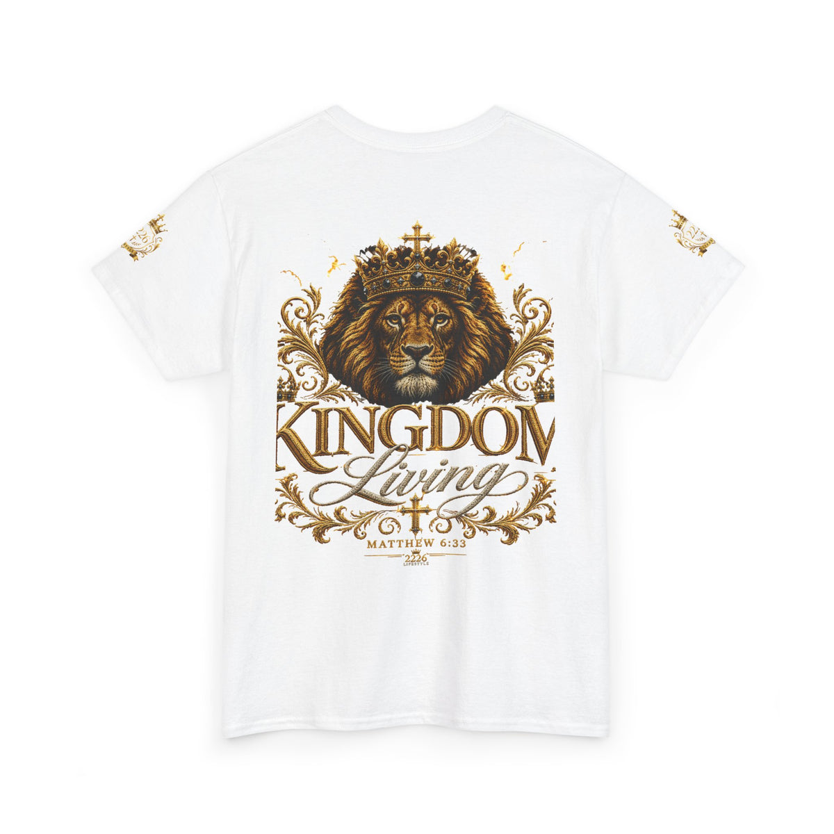 Kingdom Living Lion Tee — Regal Crowned Lion Graphic T-Shirt (Matthew 6:33)