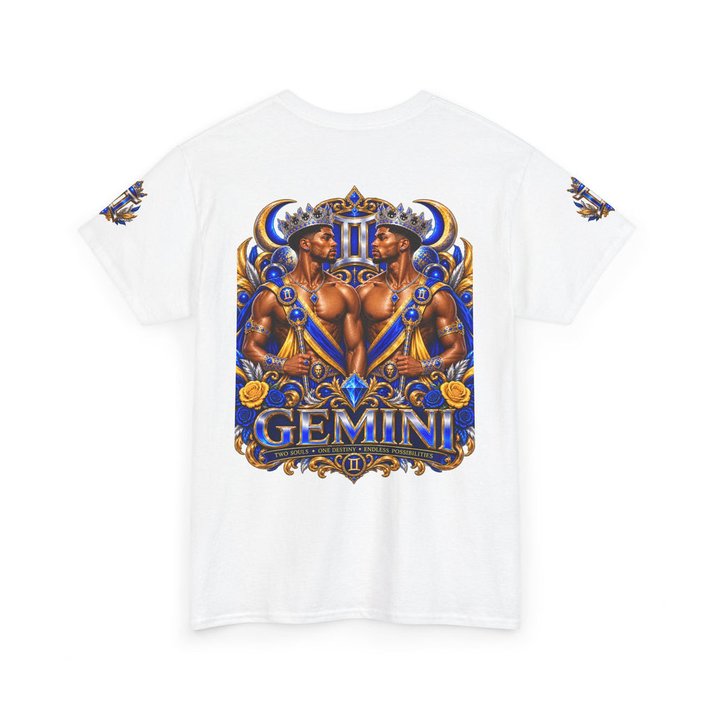 Gemini Zodiac Tee — Bold Royal Twin Astrology T‑Shirt