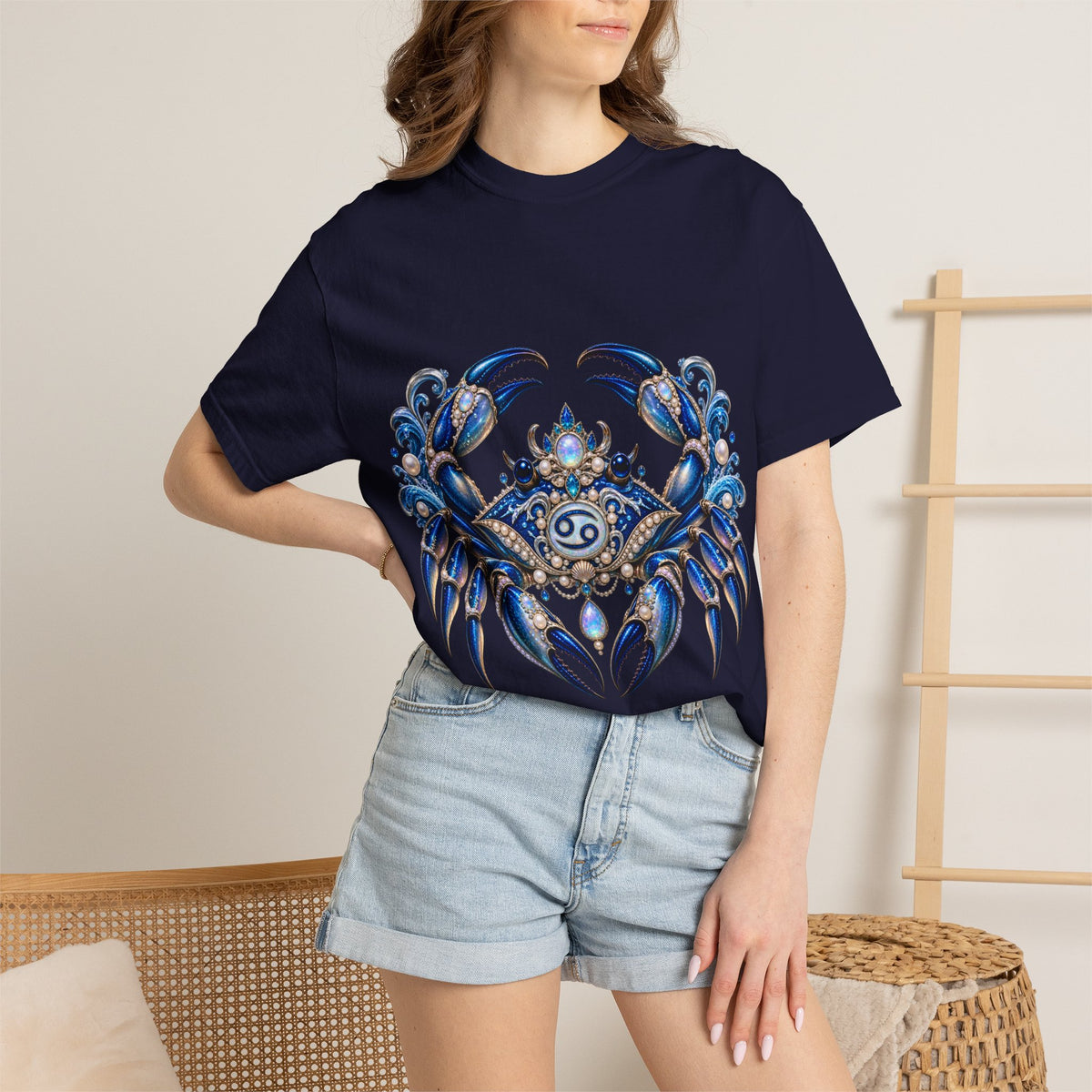 Cancer Zodiac T-Shirt — Blue Crab Astrology Tee (Intuitive, Loyal, Nurturing)