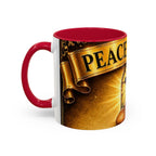 Peace Be Still Christian Coffee Mug — Communion Bread & Chalice Design