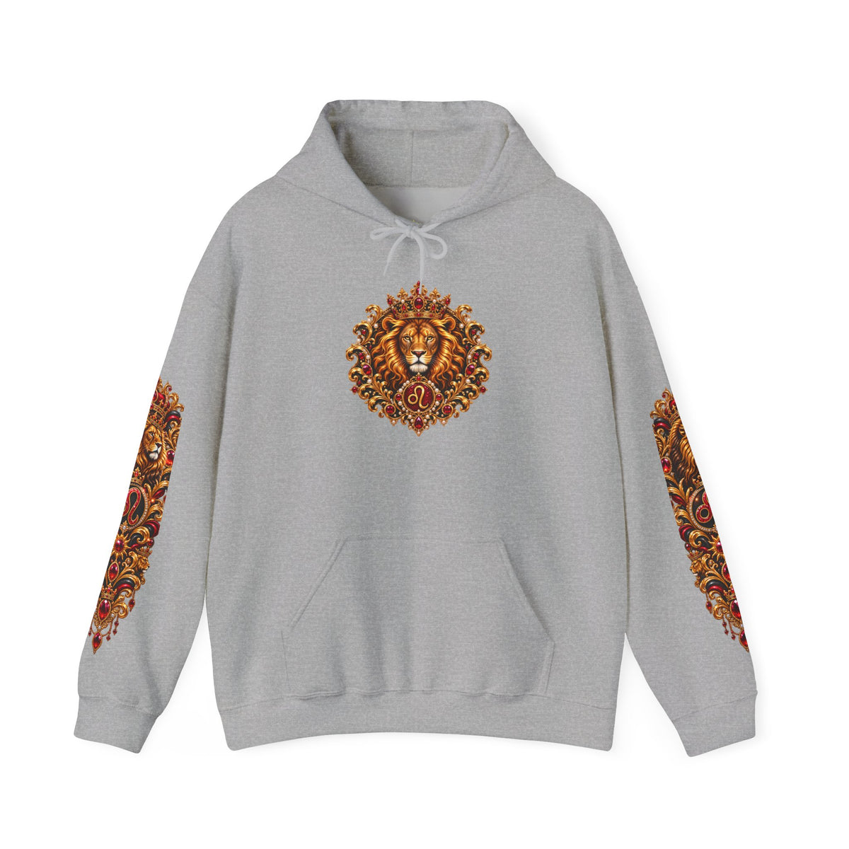 Ornate Lion Hoodie – Regal Baroque Lion Graphic Hooded Sweatshirt