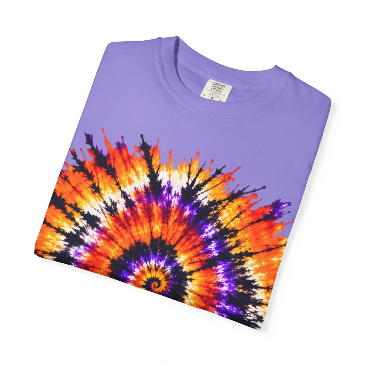 Tie-Dye Spiral T-Shirt — Orange Purple Psychedelic Graphic Tee