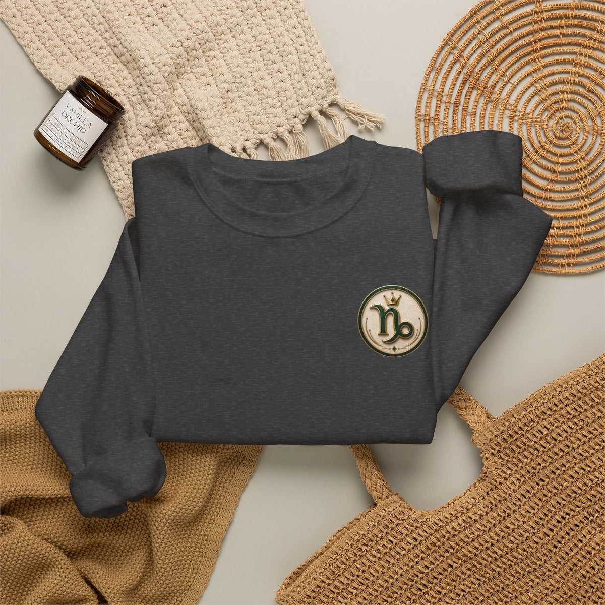 Capricorn Zodiac Crewneck Sweatshirt — Goat Astrology Graphic Pullover