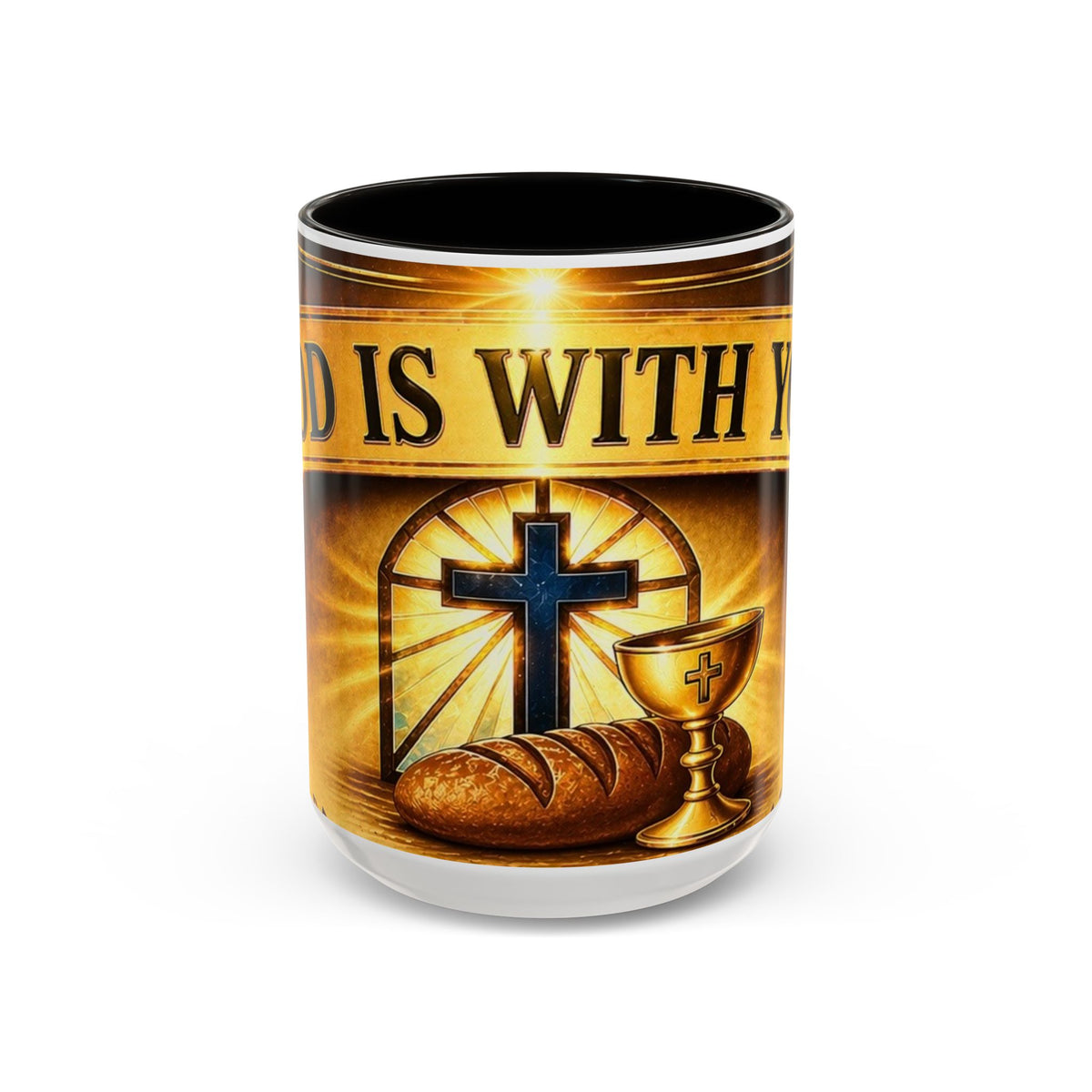 Inspirational Communion Mug — "God Is With You" Christian Coffee Cup