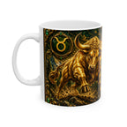 Taurus Zodiac Mug — "Strong & Reliable" Bull Astrology Coffee Cup (11oz/15oz)
