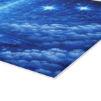Starry Lighthouse Nightscape Glass Cutting Board — Celestial Blue Kitchen Art