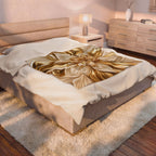 Golden Floral Velveteen Plush Blanket — Luxurious Soft Throw for Home, Gifts & Holidays
