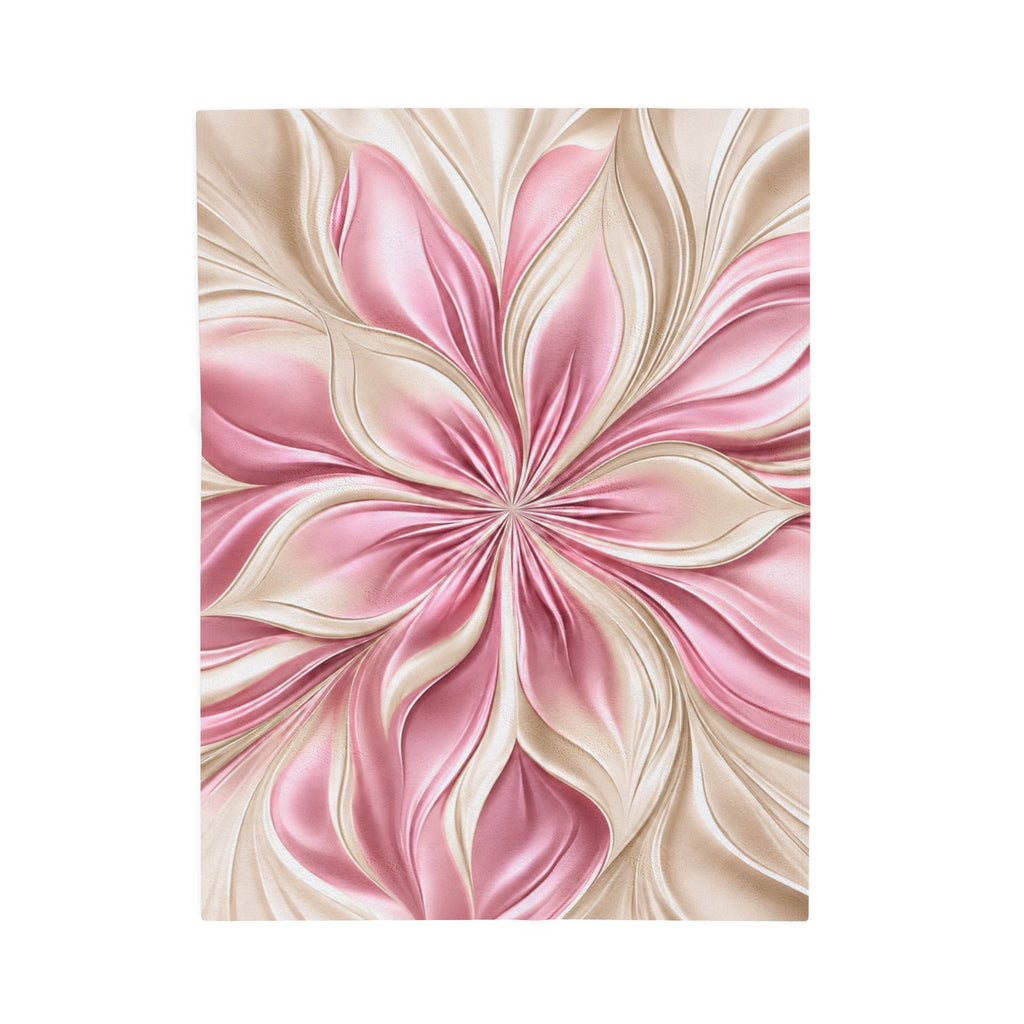 Floral Velvet Plush Blanket - Pink Satin Bloom Throw