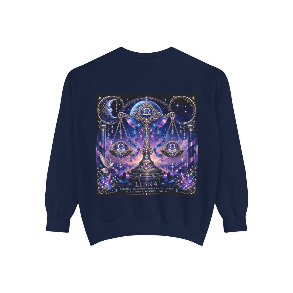 Libra Zodiac Sweatshirt — Scales Astrology Graphic Crewneck