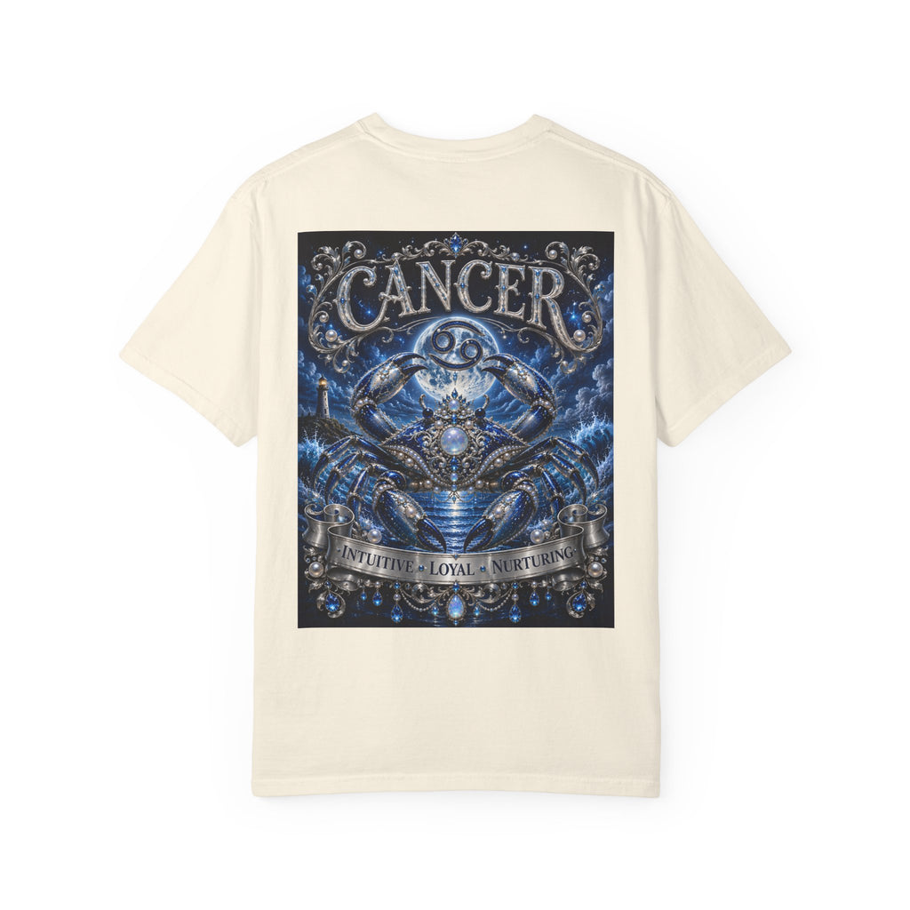 Cancer Zodiac Crab T-Shirt — Blue Astrology Tee (Cancer: Intuitive • Loyal • Nurturing)