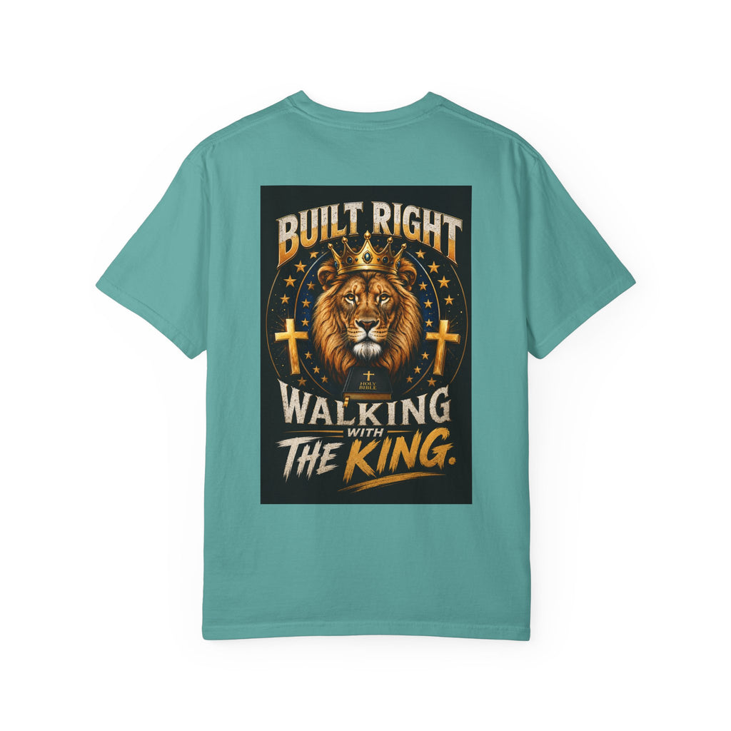 Walking with the King T-Shirt — Built Right Lion Christian Faith Tee
