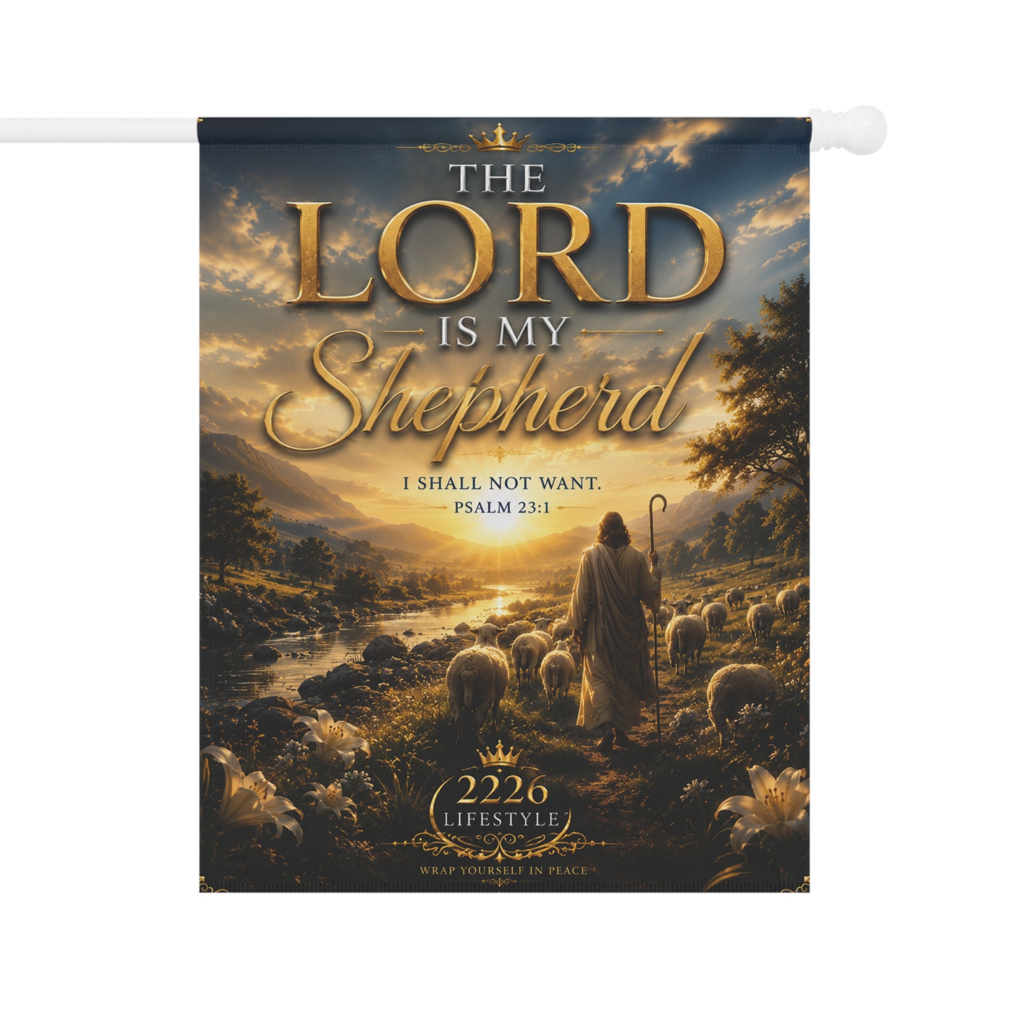 Garden Banner — "The Lord Is My Shepherd" Religious Yard Flag (Psalm 23:1)