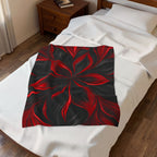 Velveteen Plush Blanket — Luxe Red & Black Floral Swirl Throw