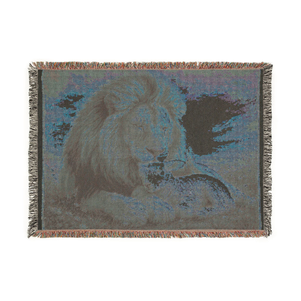 Lion & Lamb Woven Blanket — Cozy Religious Animal Throw for Home Decor