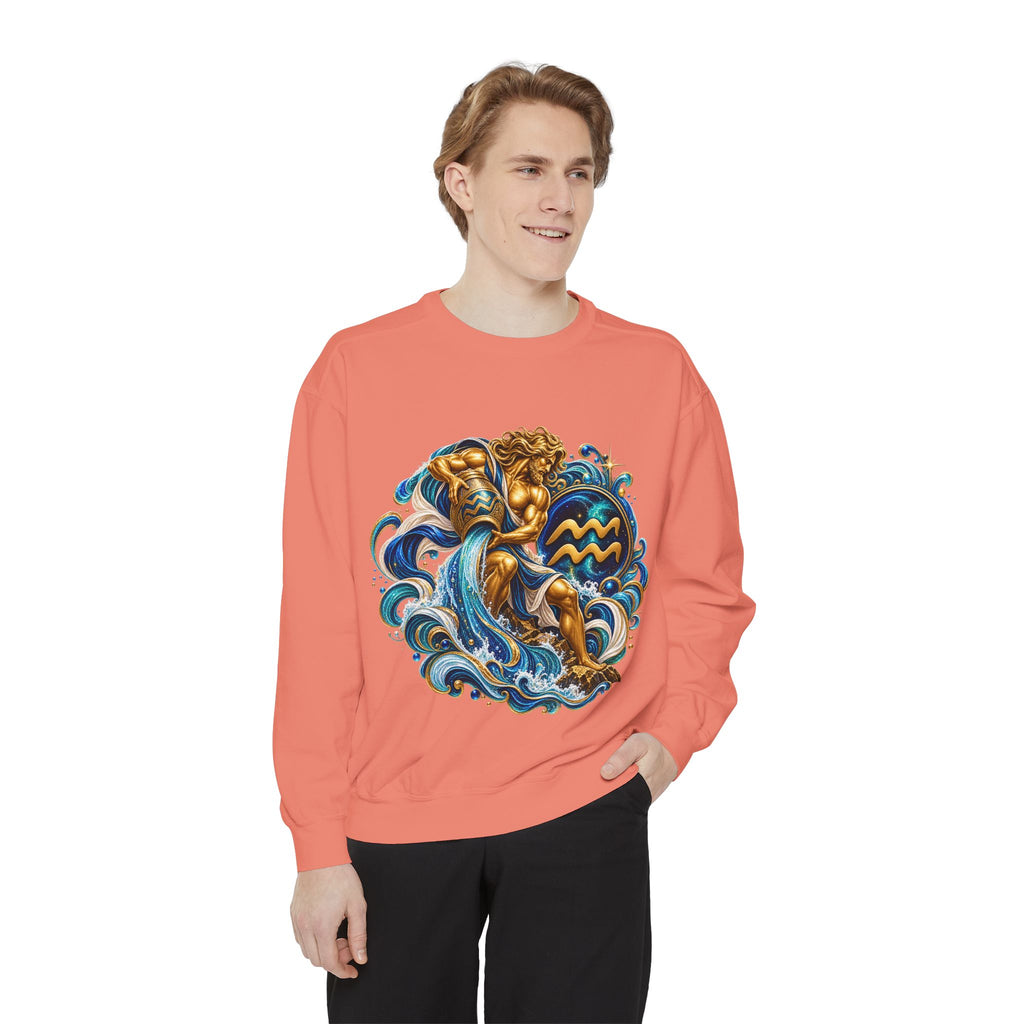 Aquarius Zodiac Sweatshirt — Water Bearer Astrology Graphic Crewneck