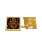 Leo Zodiac Cufflinks — Gold Horoscope Signet for Men