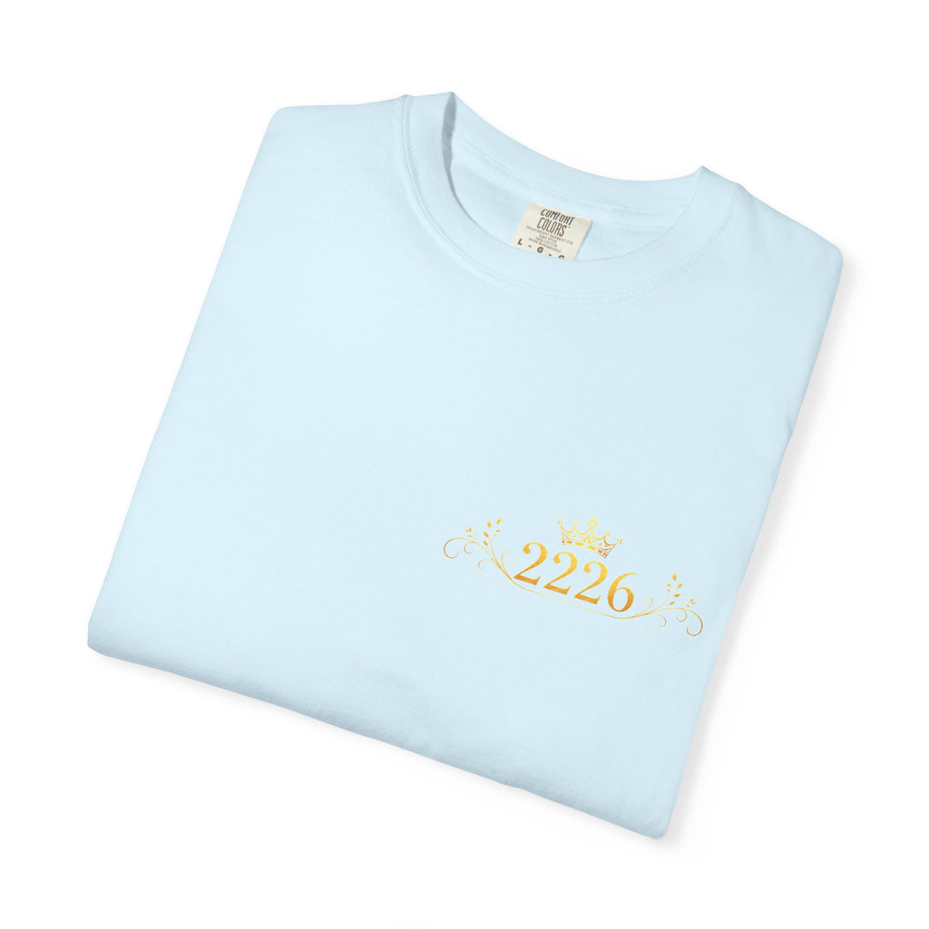 2226 Minimalist Chest Logo Tee — Subtle Gold Graphic T-Shirt