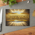 Glass Cutting Board — "The Seven Angels" Gold Radiant Decorative Kitchen Board