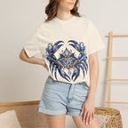 Cancer Zodiac Crab T-Shirt — Blue Astrology Tee (Cancer: Intuitive • Loyal • Nurturing)