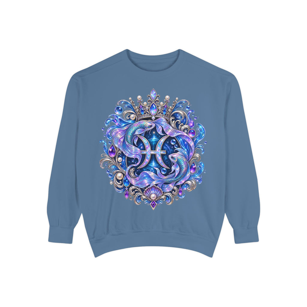 Pisces Mermaid Zodiac Sweatshirt — Pisces Symbol & 'Pisces' Artwork