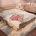 Floral Velvet Plush Blanket - Pink Satin Bloom Throw