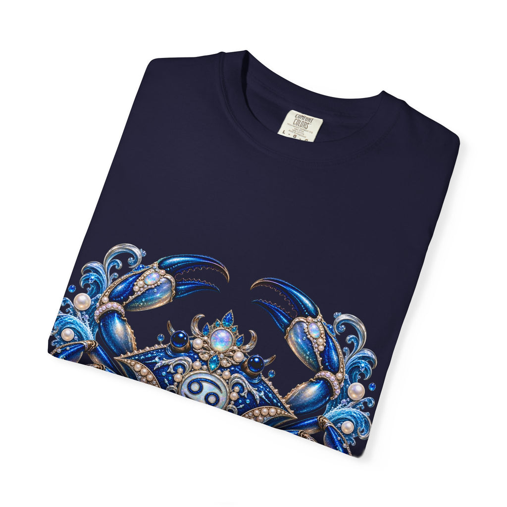 Cancer Zodiac T-Shirt — Blue Crab Astrology Tee (Intuitive, Loyal, Nurturing)