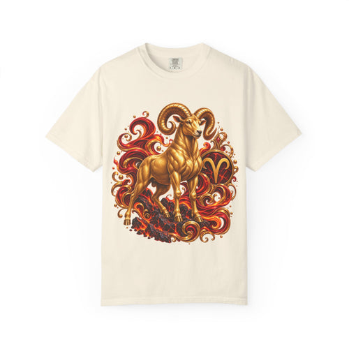 Aries Zodiac T-Shirt — Bold Ram Astrology Tee ("Aries")