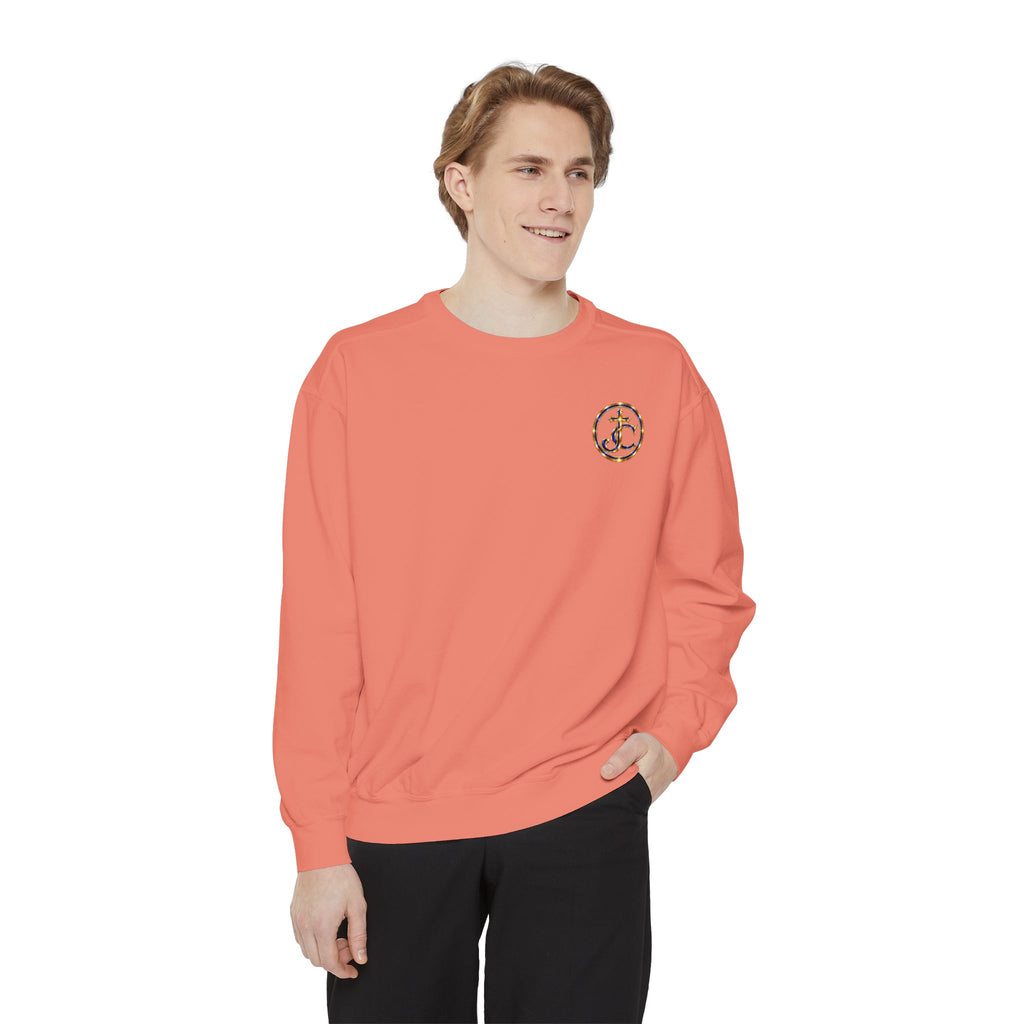 Religious Sweatshirt — “Jesus Christ Today, Tomorrow and Forever More” Crown Graphic