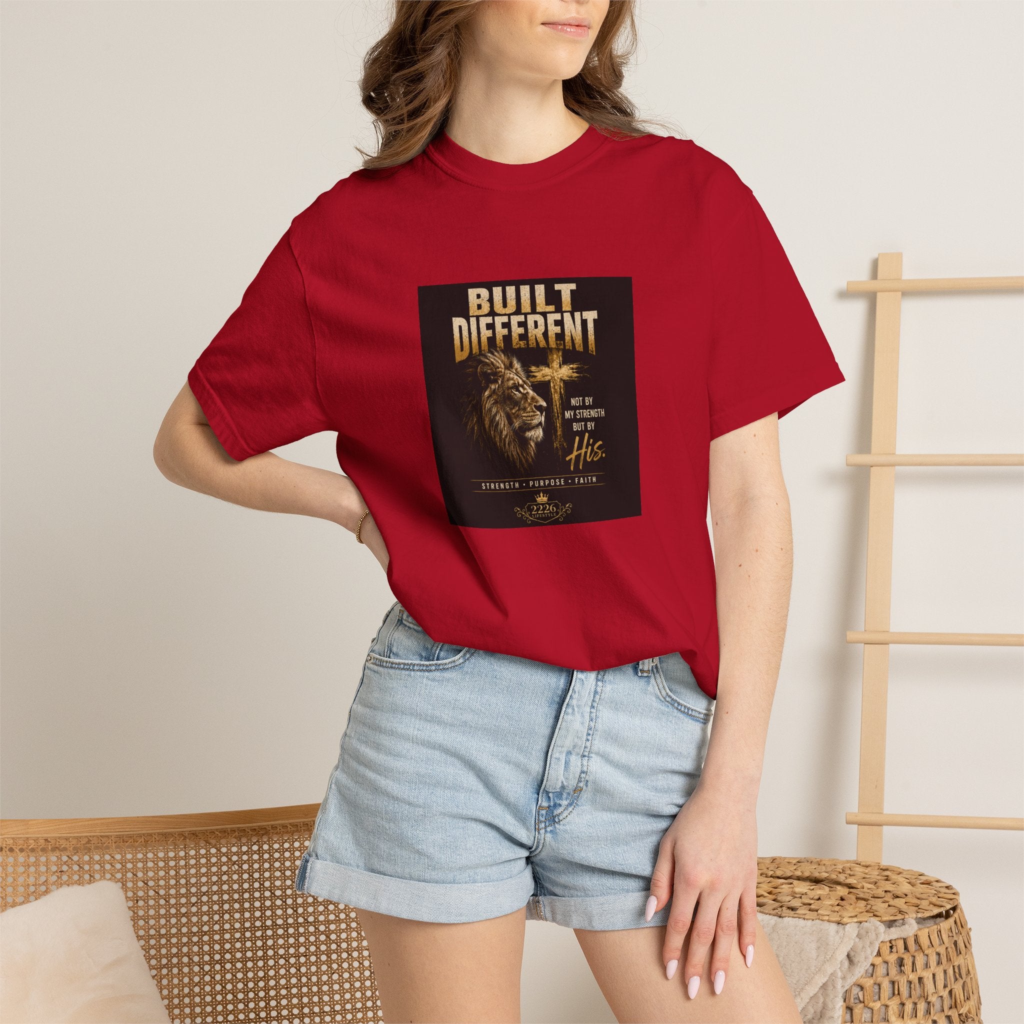 Built Different Lion Graphic T-Shirt — Motivational Vintage Crew Tee
