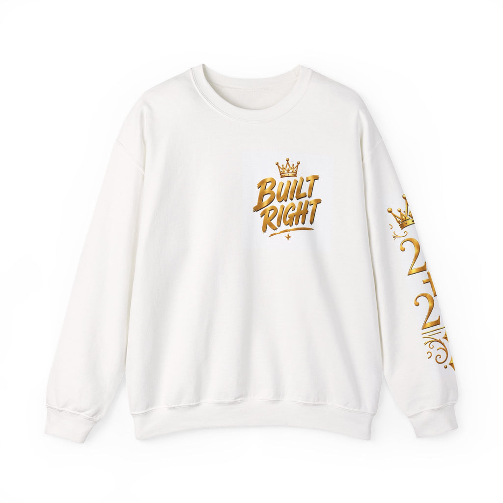 Built Right Crewneck Sweatshirt — "Built Right: Beautiful, Brave, Brilliant" Gold Graphic