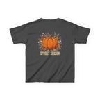 Kids Halloween Tee — Cute Ghost Holding Pumpkin "Spooky Season"