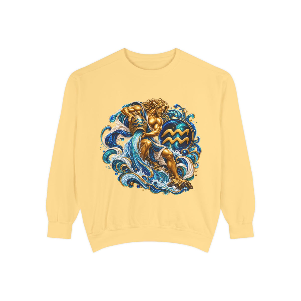 Aquarius Zodiac Sweatshirt — Water Bearer Astrology Graphic Crewneck