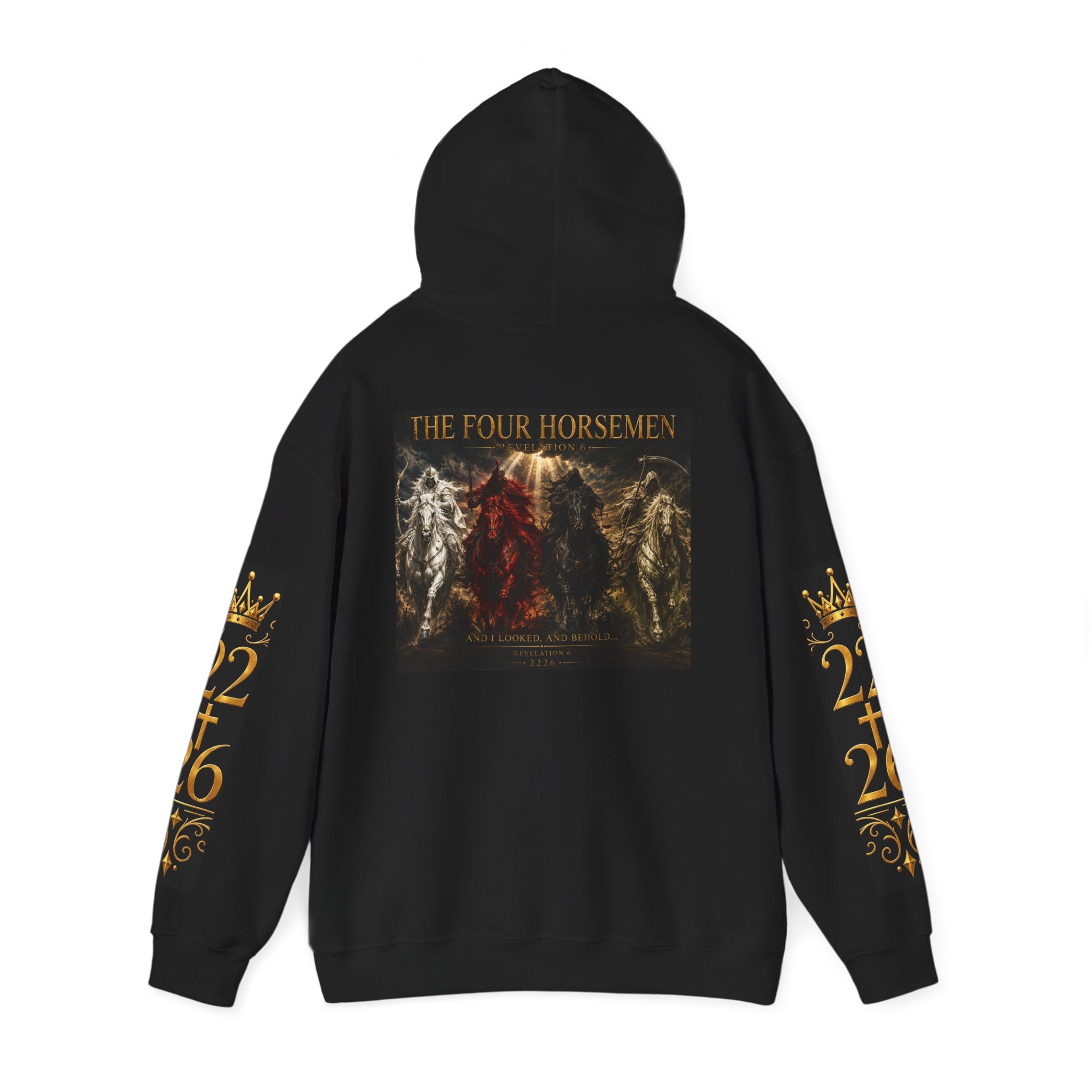Revelation 6 Four Horsemen Hoodie — Apocalyptic Christian Graphic Sweatshirt