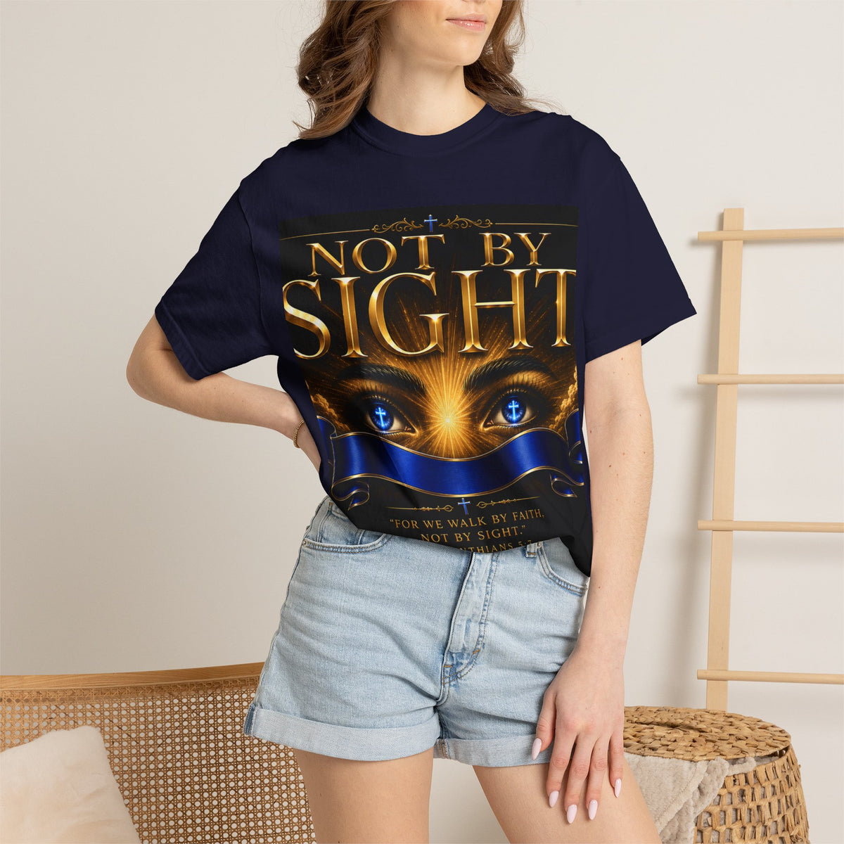 Not By Sight / Walk By Faith T‑Shirt — Christian Faith Graphic Tee