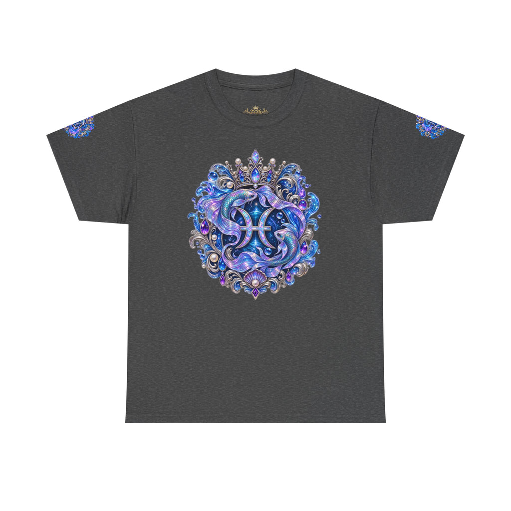 Pisces Mermaid T‑Shirt — Zodiac Art Tee with Night Sea Illustration