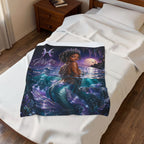 Pisces Mermaid Velveteen Plush Blanket – Zodiac Moonlit Ocean Throw