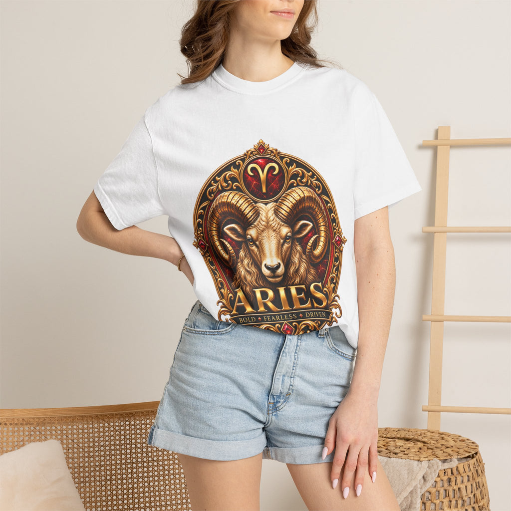 Aries Ram Zodiac T-Shirt — Bold Gold Astrology Tee